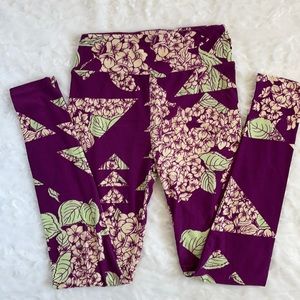 LuLaRoe leggings OS one size purple mint flowers